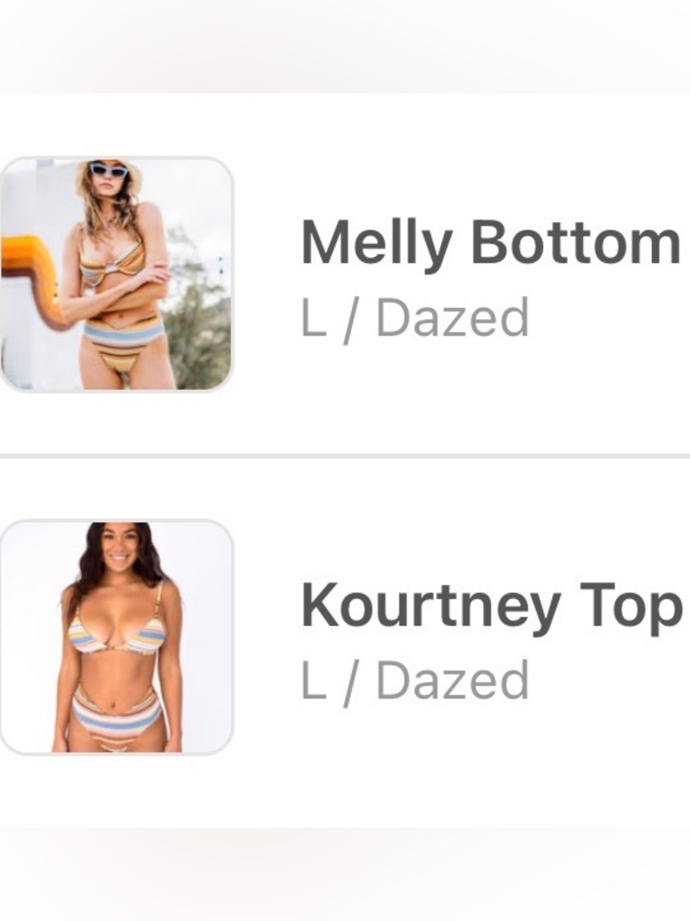 Skatie Kourtney Striped Triangle Bikini Top and Melly Bottom—color Dazed